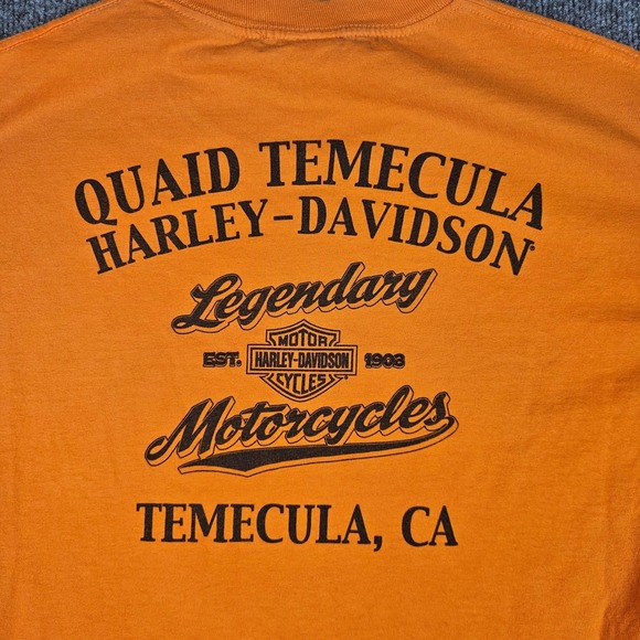 Harley Davidson Graphic T-Shirt Men's L Follow No One Temecula California Orange - Picture 8 of 9
